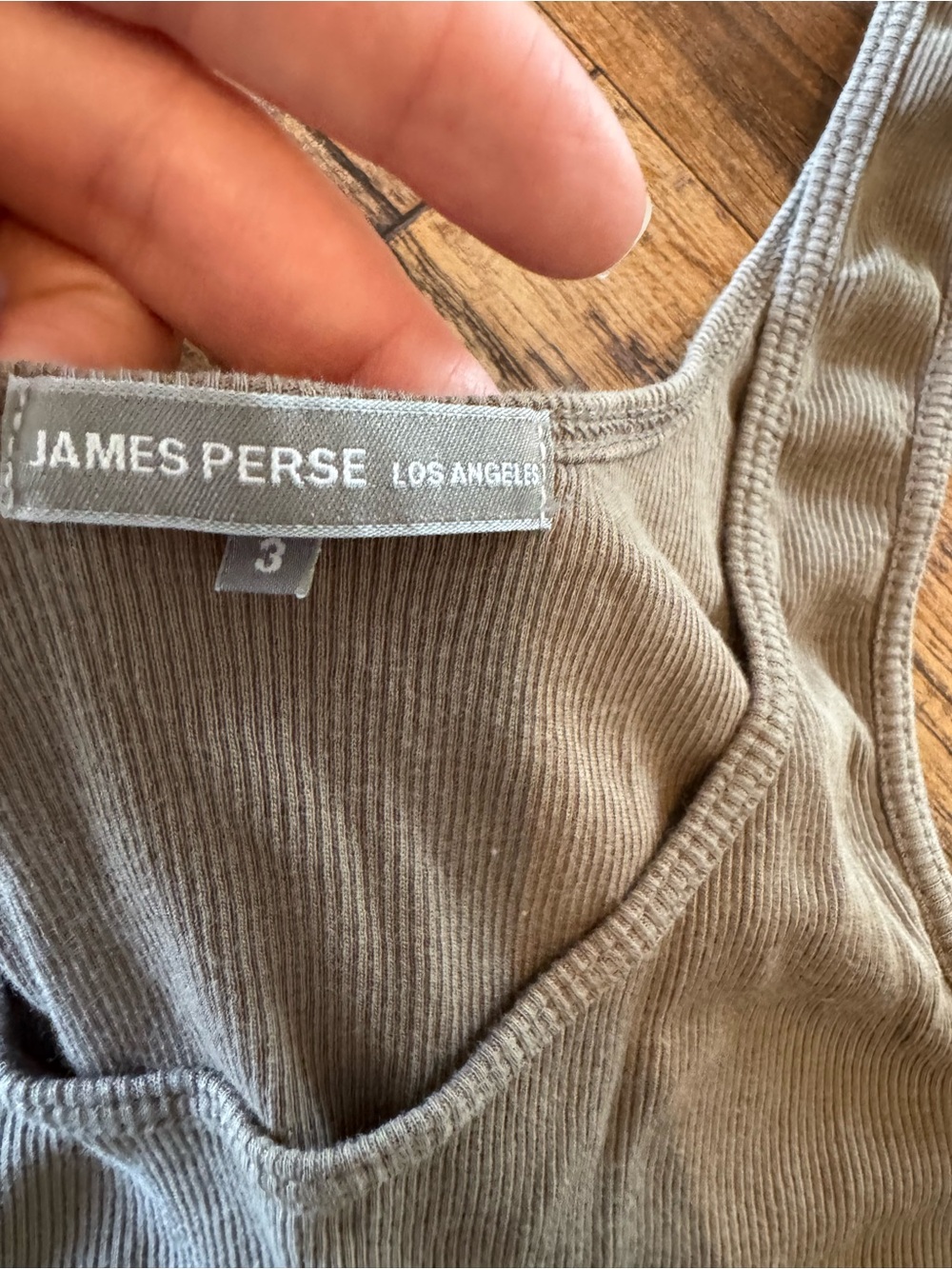 James Perse Women Ribbed Tank Top Size 3 Taupe Brown 100% Cotton USA M/L Fitted - Picture 2 of 5